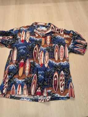 Styled By RJC XL Hawaii USA Surfboard Print Hawaiian Short Sleeve Button  Shirt